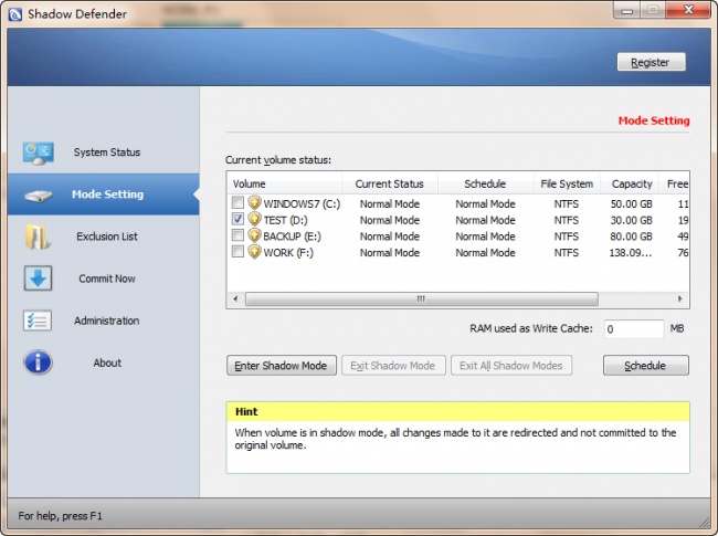 Shadow Defender 1.4 Full ถาวร โปรแกรมแช่แข็ง ที่ดีที่สุด 3.4 MB นอนน้อยโปรแกรมฟรี