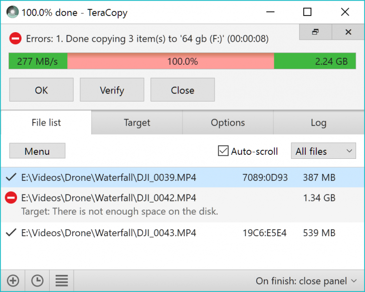 โปรแกรมคัดลอกไฟล์จำนวนมาก ไฟล์ขนาดใหญ่ TeraCopy Pro