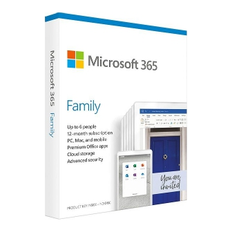 ขายชุดโปรแกรม Microsoft 365 Family ลิขสิทธิ์แท้ สำหรับครอบครัว ของ Microsoft Office เช่น โปรแกรม Word Excel PowerPoint OneNote Outlook พื้นที่เก็บไฟล์ OneDrive