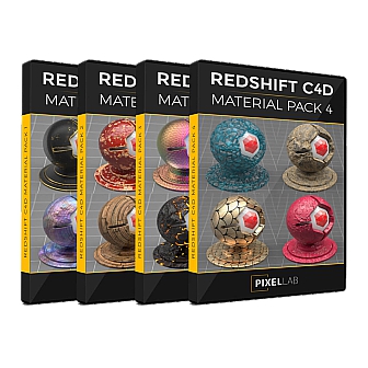 Pixel Lab Redshift C4D Material Bundle (รวมชุดปลั๊กอินเสริมโปรแกรม Redshift และ C4D ในรูปแบบวัตถุดิบเกินกว่า 600 ชิ้น)