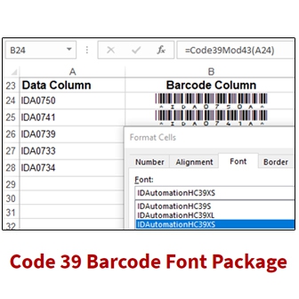 IDAutomation Code 39 Barcode Font Package (แพ็กเกจฟอนต์บาร์โค้ดแบบ Code 39)