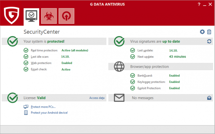โปรแกรมแอนตี้ไวรัส G Data AntiVirus for Windows